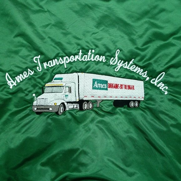 Vintage Ames Transportation Systems Green Bomber Nylon  jacket Sz Medium M - Picture 5 of 9